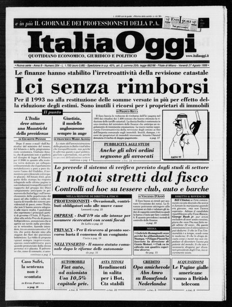 Italia oggi : quotidiano di economia finanza e politica